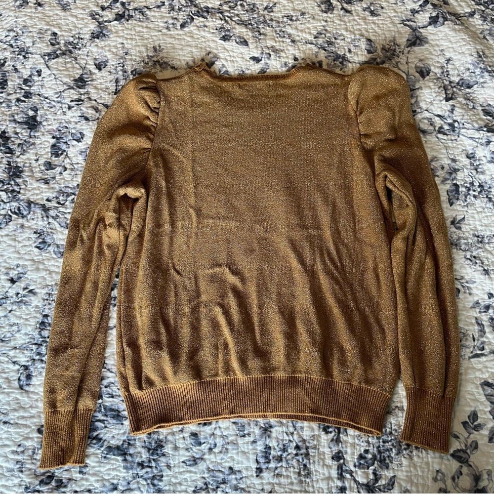 Boden Sparkle Puff Sleeve Sweater Gold - Picture 9 of 9